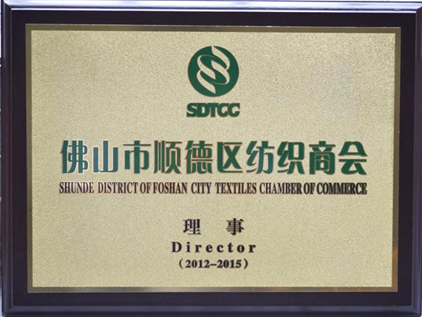 bwin·必赢-2012年获顺德政府颁发“佛山纺织商会理事单位”